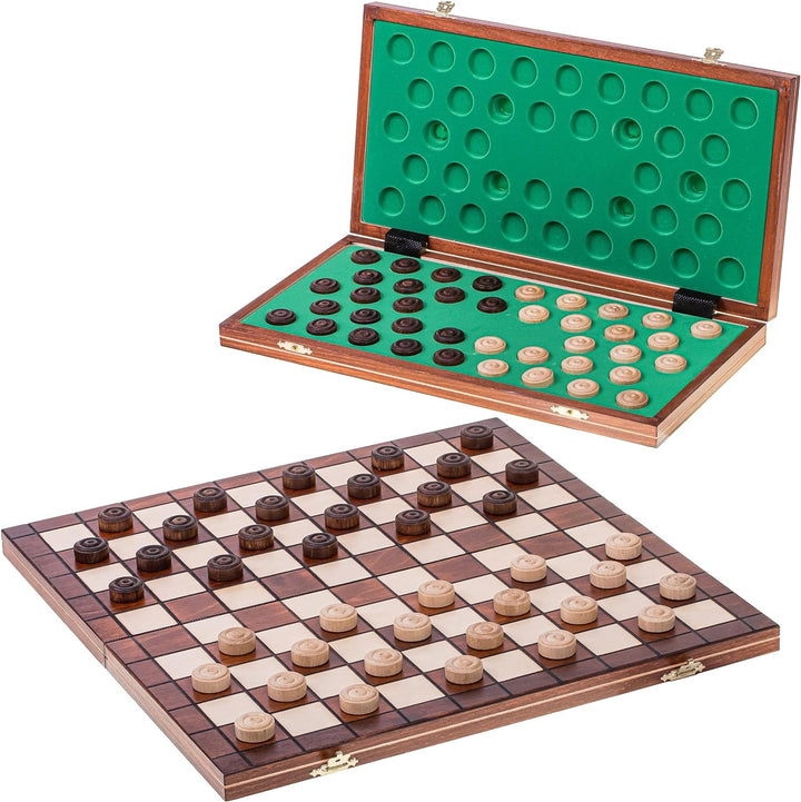Square - Damespiel - 100 Feld - Dame Set aus Holz - Brett 40 x 40 cm