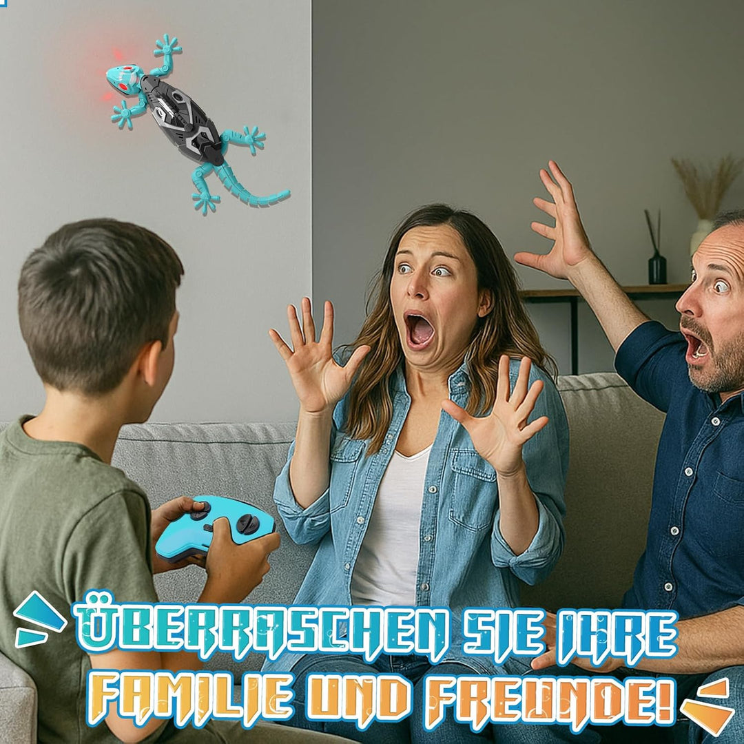 Charmofun Gecko Wandflitzer, Ferngesteuerter Gecko an der Wand Spielzeug, Mit Leuchtenden Led-Augen,