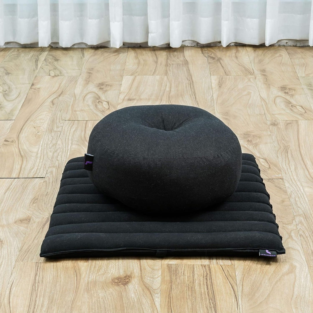 Leewadee Meditationsset Yogaset aus Meditationskissen Zafu und Kleiner rollbarer Sitzmatte Zabuton Ö