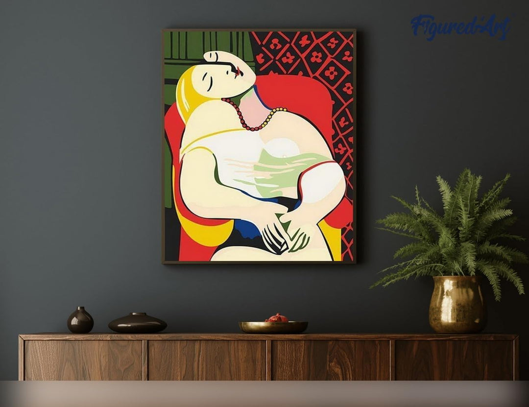 Figured'Art Malen Nach Zahlen Erwachsene Mit Rahmen Picasso - Der Traum - Paint by Numbers Basteln D
