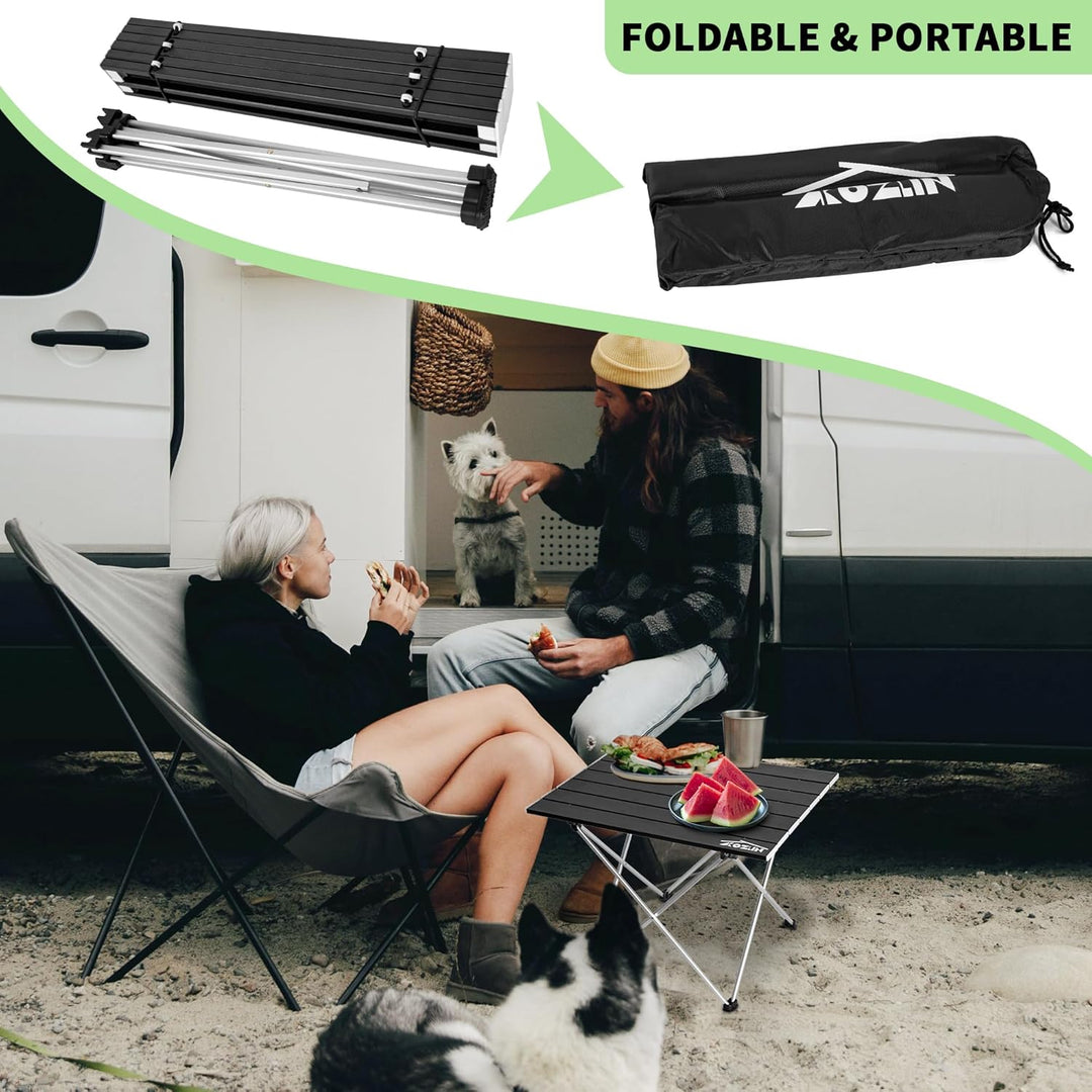 Campingtisch Klappbar, Klapptisch Camping, Tragbarer Picknicktisch Faltbar, Kleiner Aluminium-Klappt