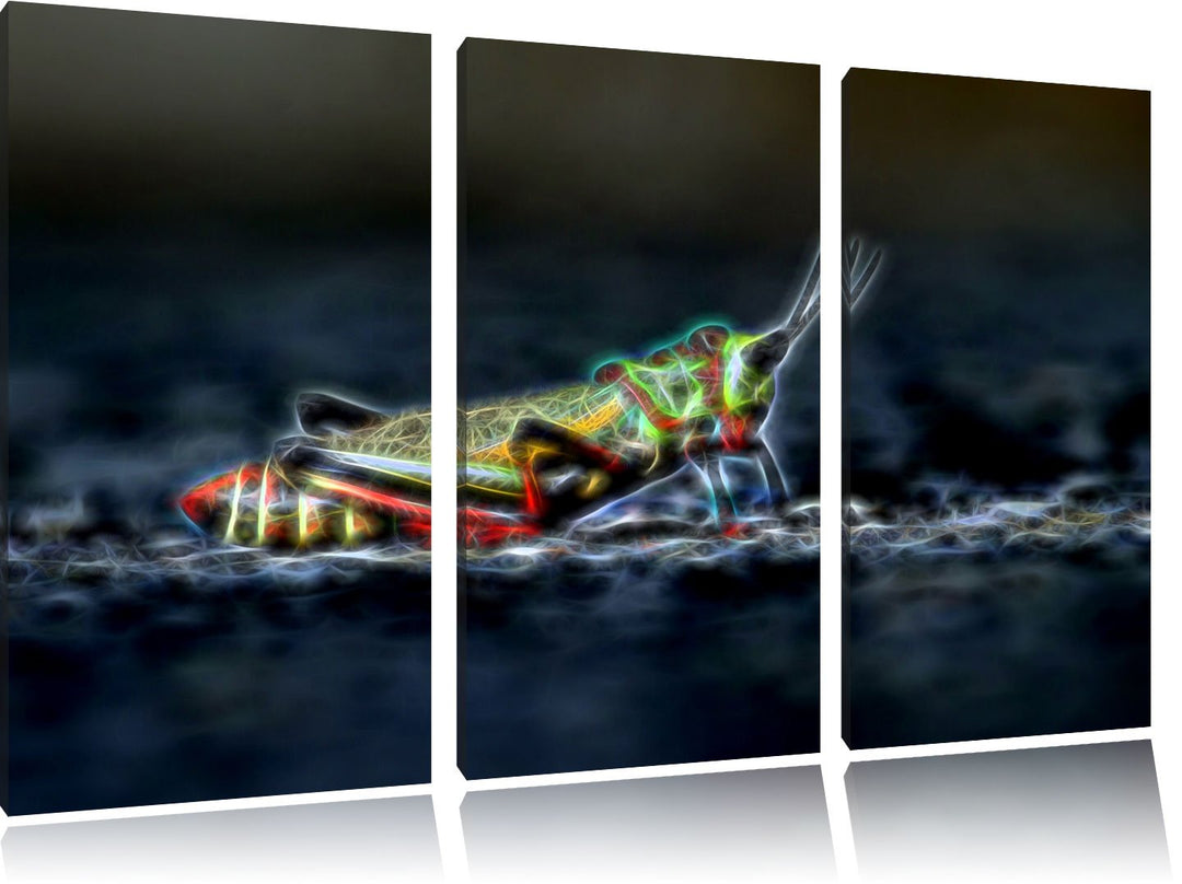aussergewöhnliche Heuschrecke NewArt 3-Teiler Leinwandbild 120x80 Bild auf Leinwand, XXL riesige Bil