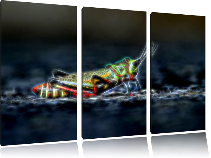 aussergewöhnliche Heuschrecke NewArt 3-Teiler Leinwandbild 120x80 Bild auf Leinwand, XXL riesige Bil