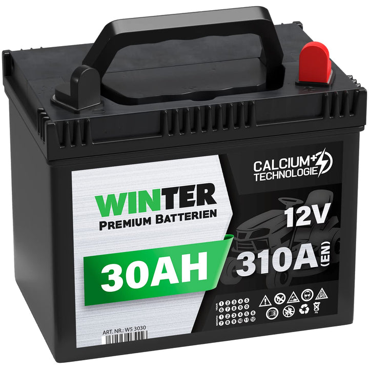 Aufsitzmäher Batterie 12V 30Ah 310A/EN 53030 Rasentraktor Batterie Plus Pol Rechts 30AH PLUSPOL RECH