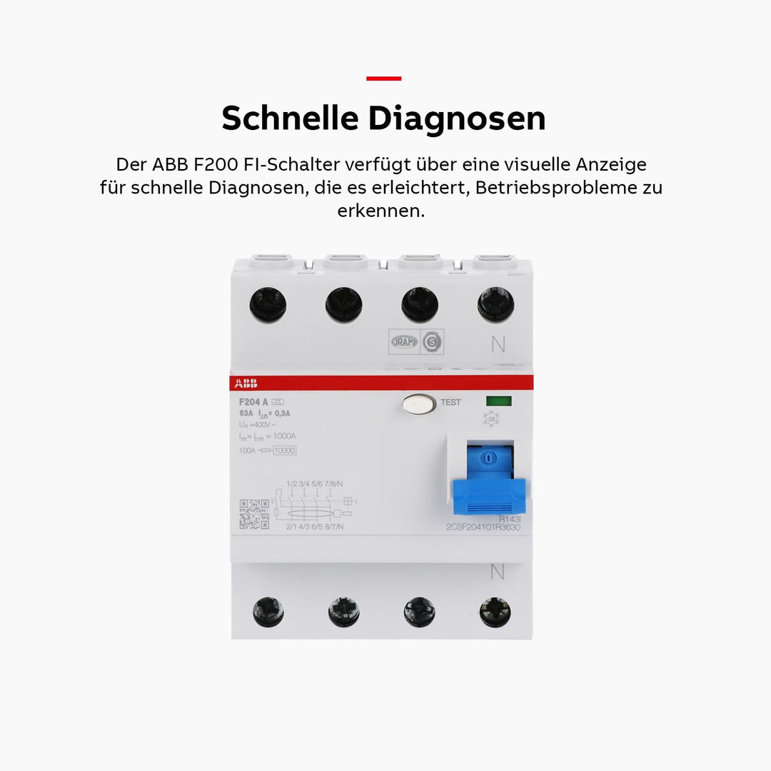 ABB F200 RCCB, 4-polig, 63A, 300mA Typ A 230V ac Single, Single