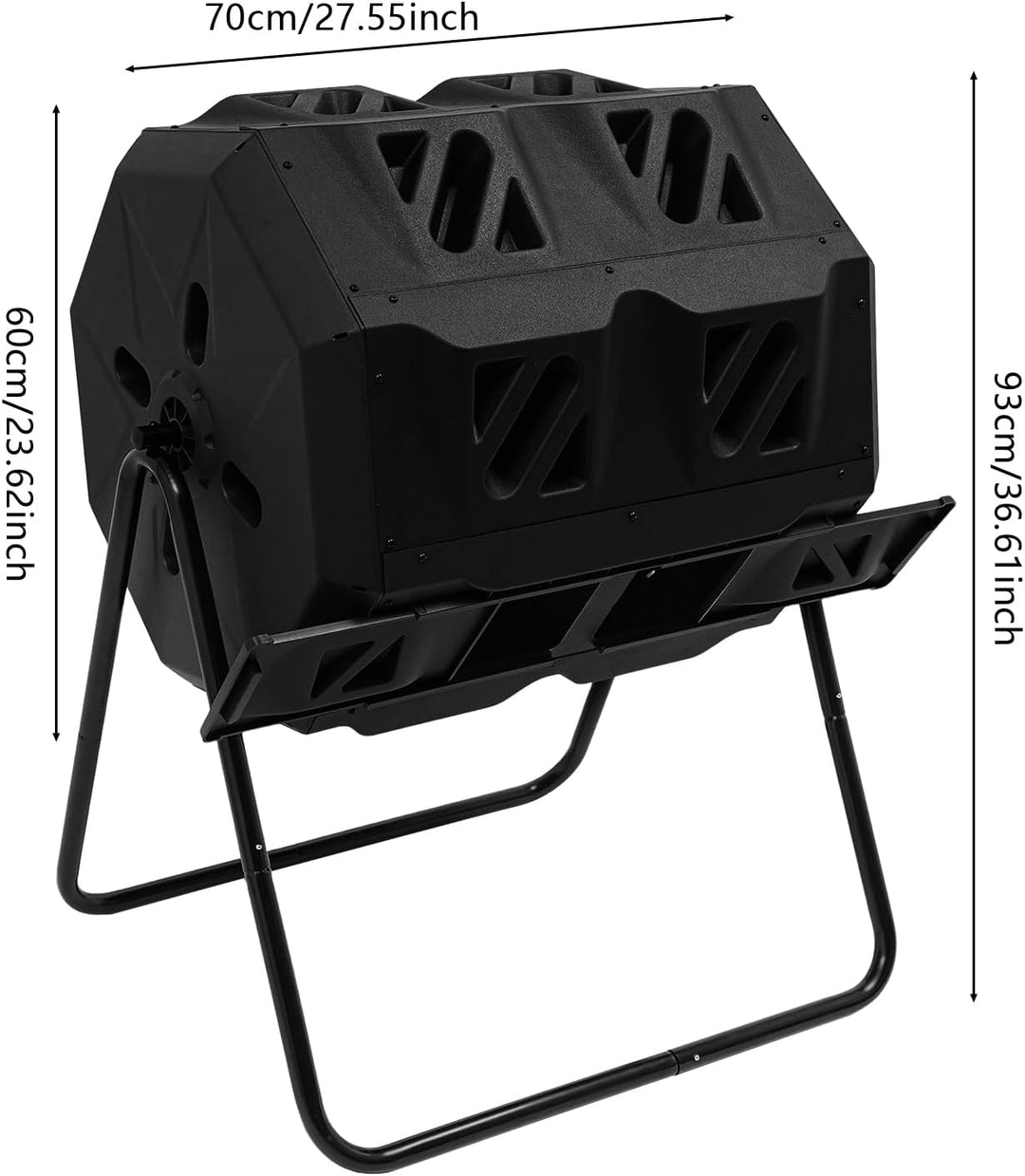 160L Taumelkomposter,Rotierender Doppelkammer Trommelkomposter Gartenkomposter mit Zwei Kammern Trom