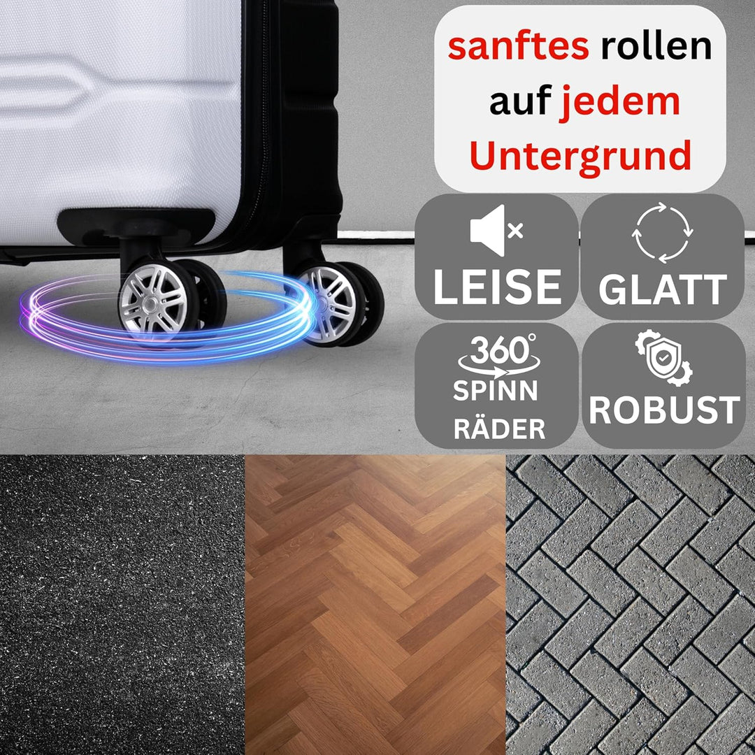 NOWI Hartschalenkoffer XL Gross – 96L Volumen – 8 Rollen 360° drehbar – Leichter ABS Koffer mit Zahl