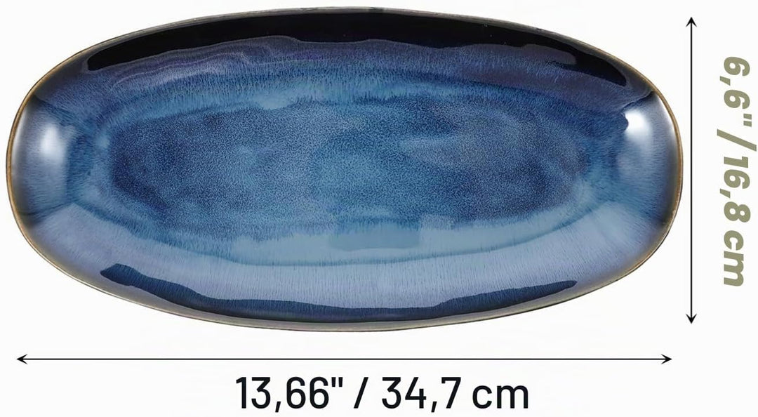 Luxshiny Tablett Servierplatte Servierplatten Keramikfischplatte Abendessen Teller für Sushi- Snacks