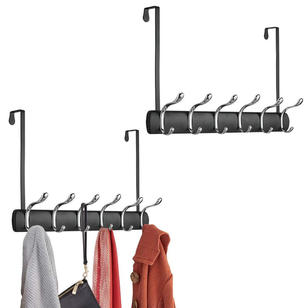 mDesign 2er-Set Türgarderobe zum Einhängen – 12 Garderobenhaken zum über die Tür hängen – Flurgarder