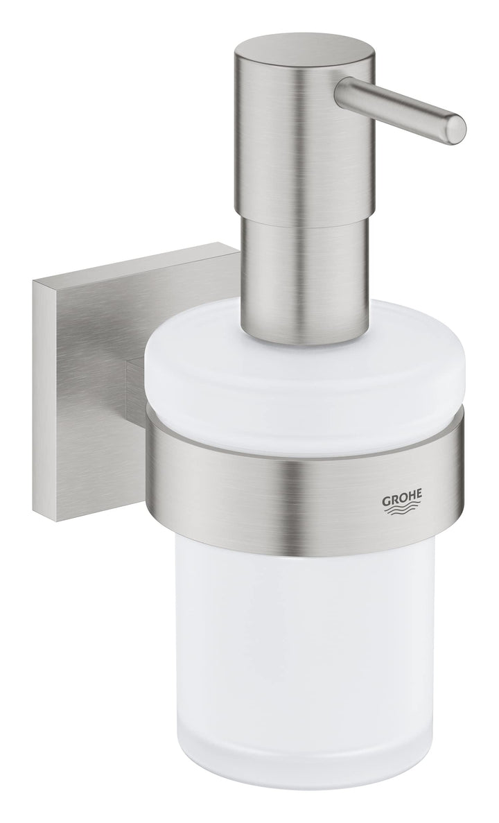 GROHE Start Cube - Seifenspender mit Halter (Füllmenge 160ml, verdeckte Befestigung, Material: Glas/