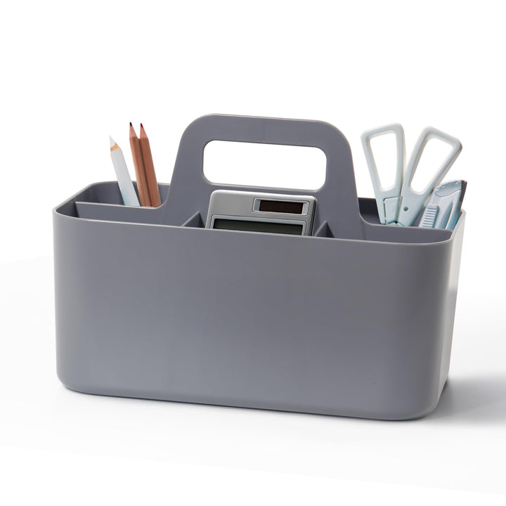 SYLANDO Korb Organizer mit Griff, 24x15x11 cm, Kunststoffkorb, Reinigungskorb, Bastelkorb, Schreibti