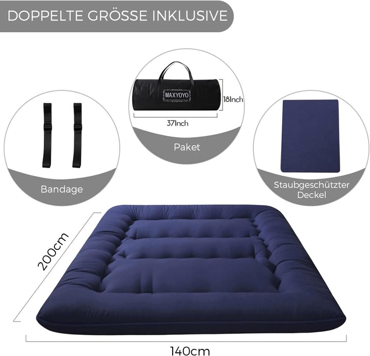MAXYOYO Klappmatratze Futon Matratze Bodenmatratze Gepolsterte Japanische Tatami Gesteppte Bett, Dic