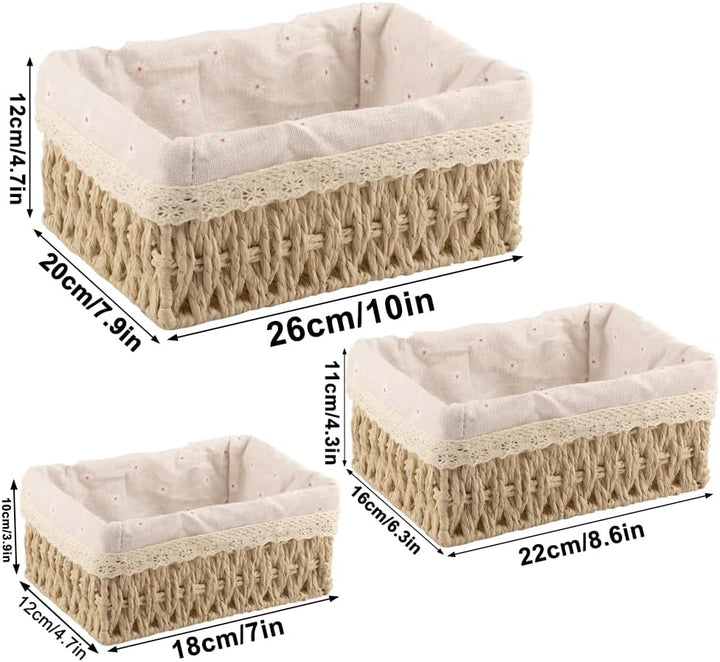 3er Set Aufbewahrungskorb Körbchen Geflochten für Kinderzimmer, Badezimmer &amp; Schlafenzimmer, Ideal f