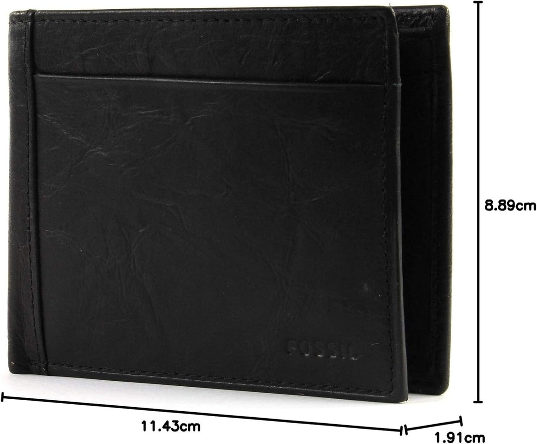 Fossil Herren Neel Leder Bifold Geldbörse 11,43 cm L x 1,905 cm B x 8,89 cm H Schwarz, Schwarz