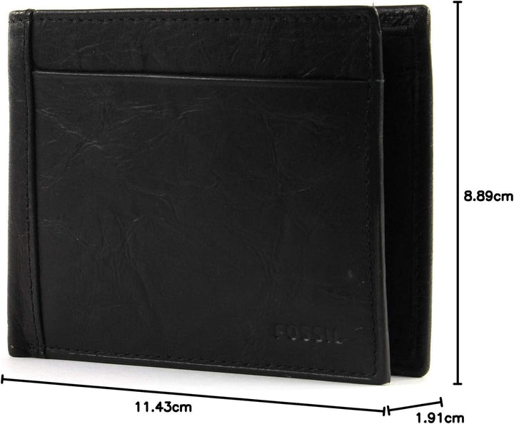 Fossil Herren Neel Leder Bifold Geldbörse 11,43 cm L x 1,905 cm B x 8,89 cm H Schwarz, Schwarz