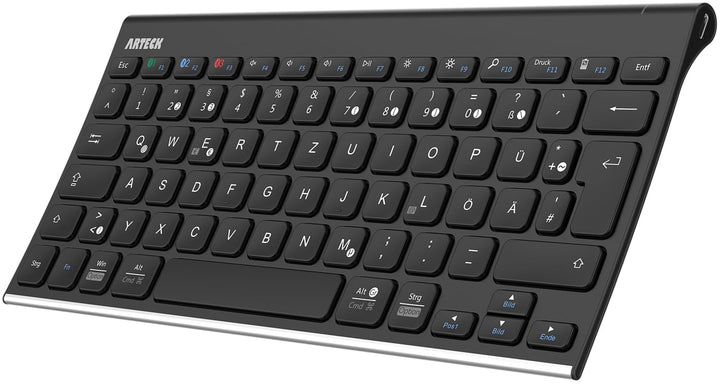 Arteck Bluethooth Tastatur, QWERTZ Deutsche Wireless Tastatur mit Rostfreier Stahl Kabellose Tastatu