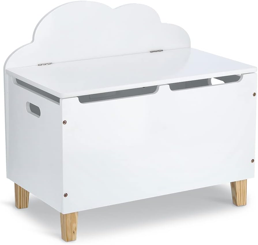 Zeller 13509 Kinder-Truhe "Wolke" mit Deckel, MDF/Kiefer, weiss, ca. 60 x 34,5 x 56 cm