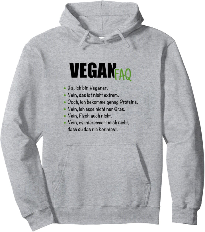 Vegan FAQ Veganer Pulli Fragen Pullover Spruch Umweltschutz Pullover Hoodie