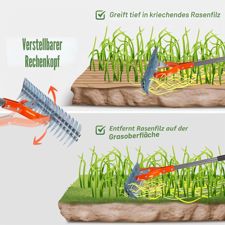 Walensee 15-Zoll-Rasenrechen mit verstellbarem Griff Effizienter, robuster Stahlrechen zum Entfernen