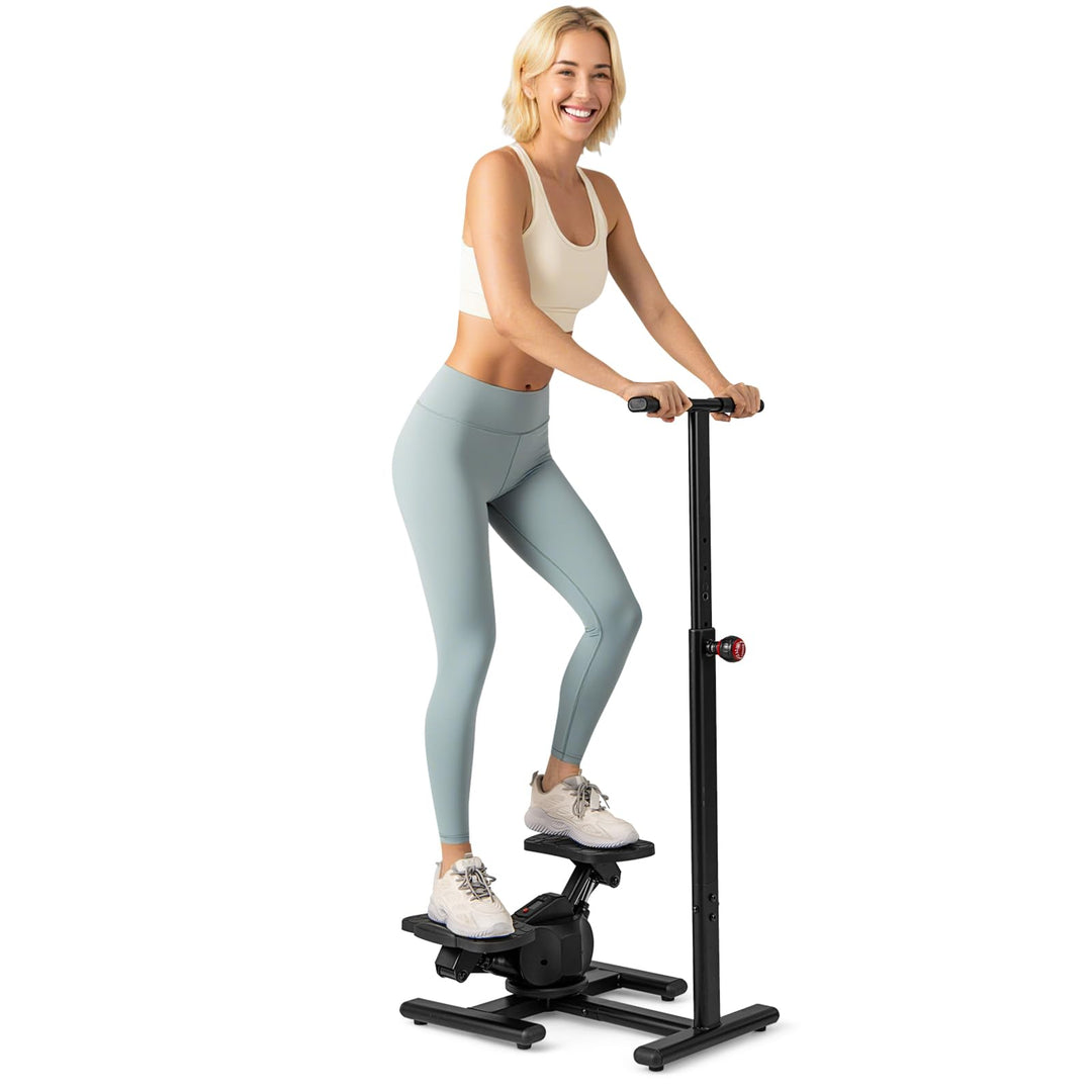 FANTASK Mini Stepper mit Griff, Fitness Stepper höhenverstellbar mit LCD Display & Widerstandseinste