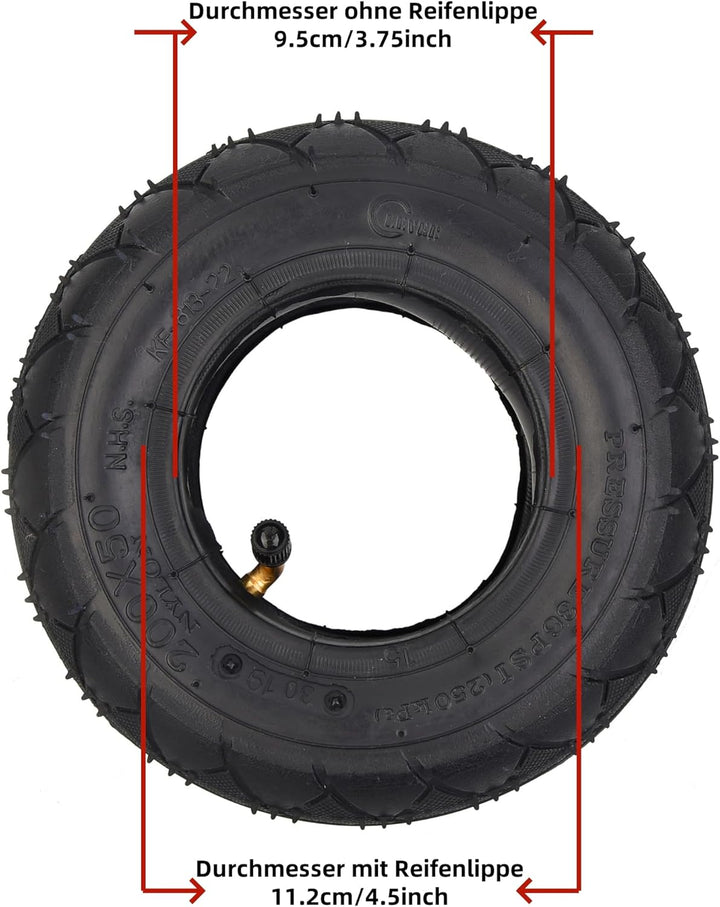 200 x 50 (8 "x2") Scooter-Reifen- und Schlauchset Ersatz Geeignet Innendurchmesser 3.74"/95mm für Sc
