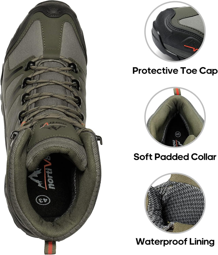 NORTIV 8 Herren-Wanderstiefel, wasserdichte Outdoor-Trekkingstiefel 42 EU Weit Armee Grün, 42 EU Wei