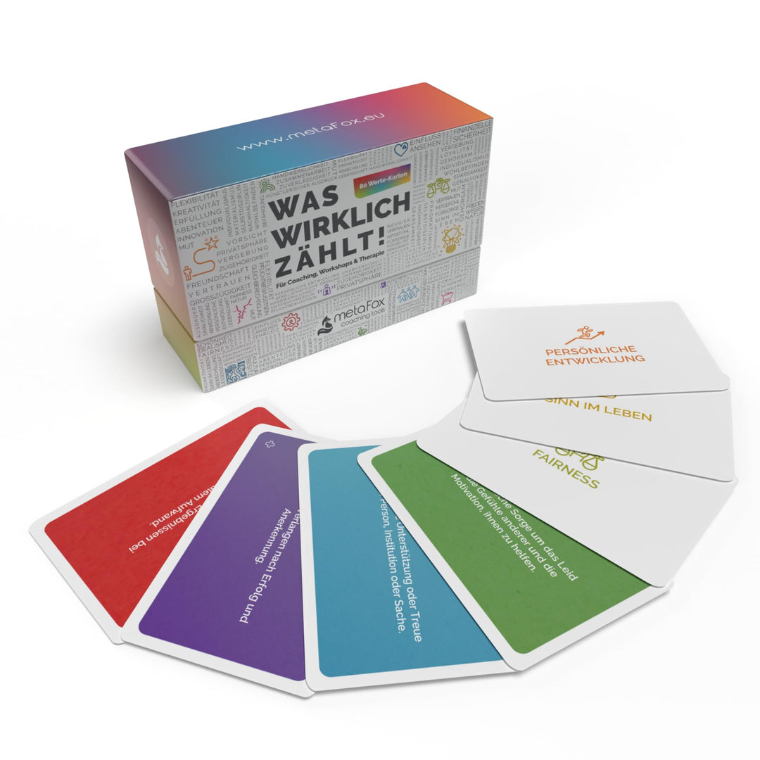 metaFox "Was wirklich zählt! - 80 Wertekarten für Coaching, Workshops & Therapie - Für Life Coaching