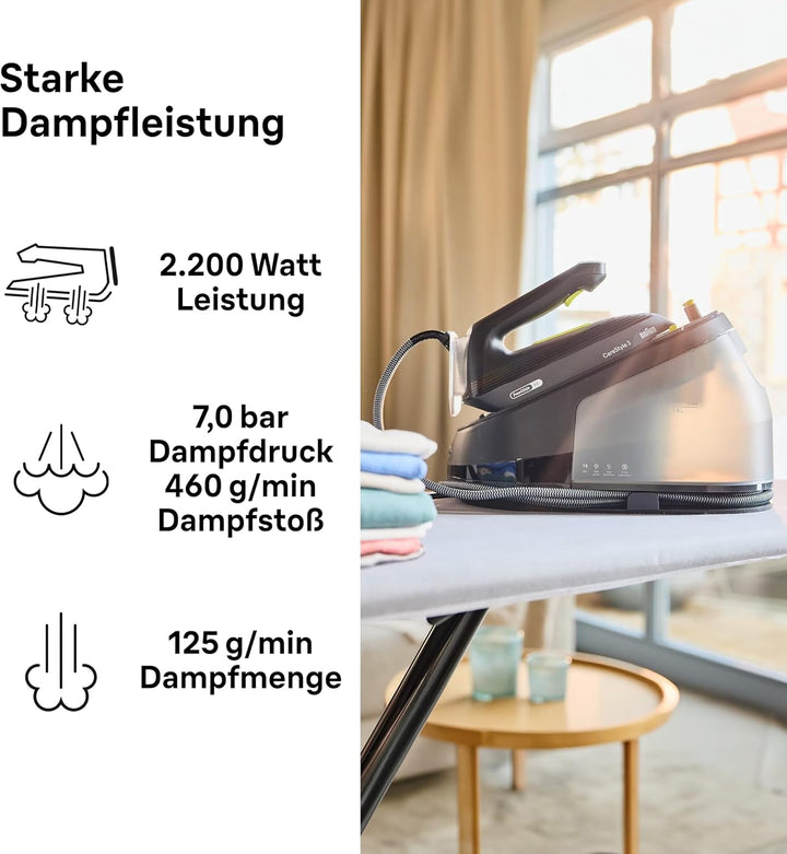 Braun CareStyle 3 IS3257BK, Dampfbügelstation Mit FreeGlide 3D Technologie, 125 g/min Dampf, Schnell