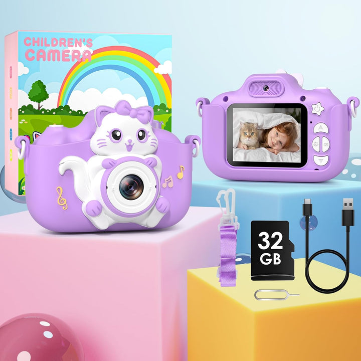 Kinderkamera, Gofunly Kinder Kamera 1080P 2,0-Zoll-Bildschirm Selfie Digitalkamera mit 32GB-Karte fü