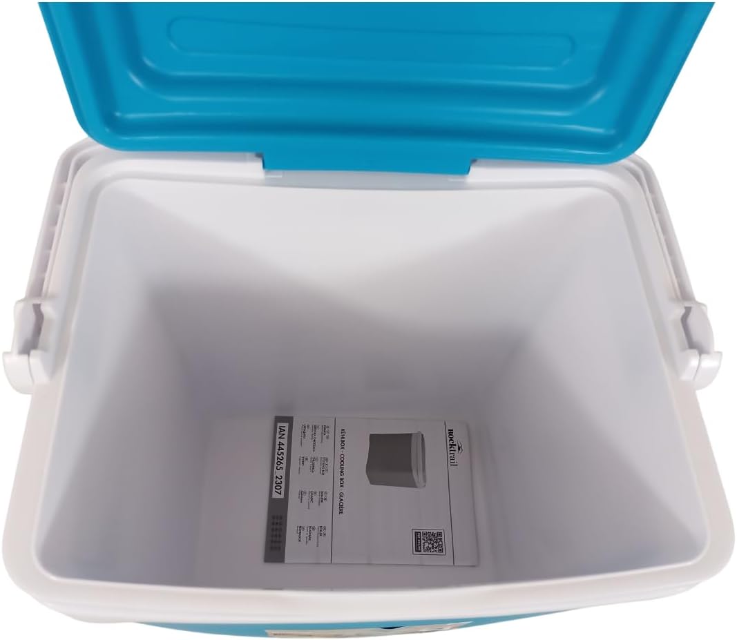 Kühlbox 25 Liter Türkis-Weiss – 39x29x41,5 cm Camping Kühlbox mit Tragegriff & Tablettdeckel – ideal
