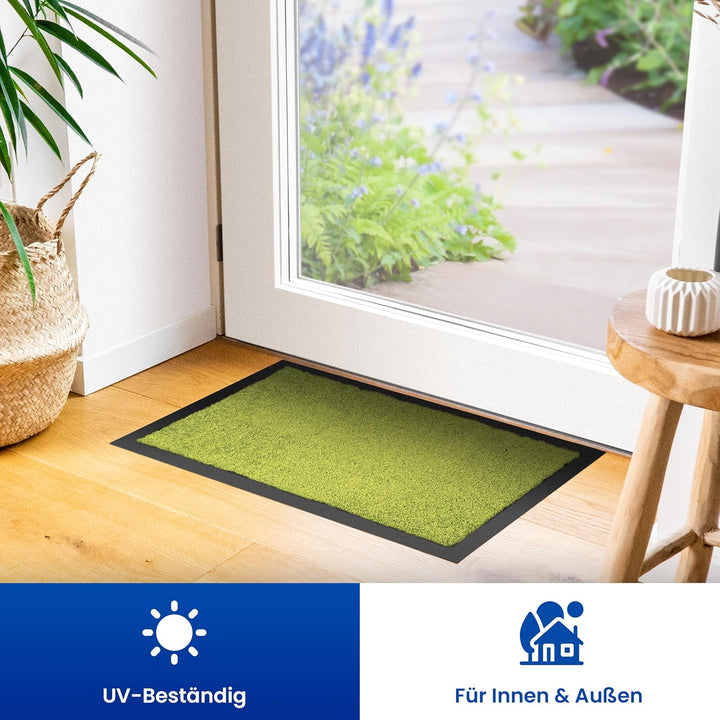 Hochwertige Fussmatte Grün 90x120 gross für Innen & Aussen - Schmutzfangmatte rutschfest, waschbar &