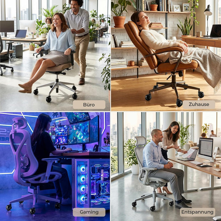 Sytopia Bürostuhl Rollen 5er Set in Schwarz, Rollen für Bürostühle 11 x 22 mm für Teppichböden, Hart
