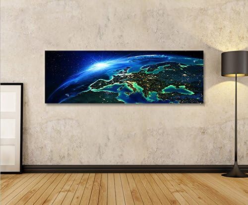 islandburner Bild Bilder auf Leinwand Die Welt bei Nacht Panorama XXL Poster Leinwandbild Wandbild D