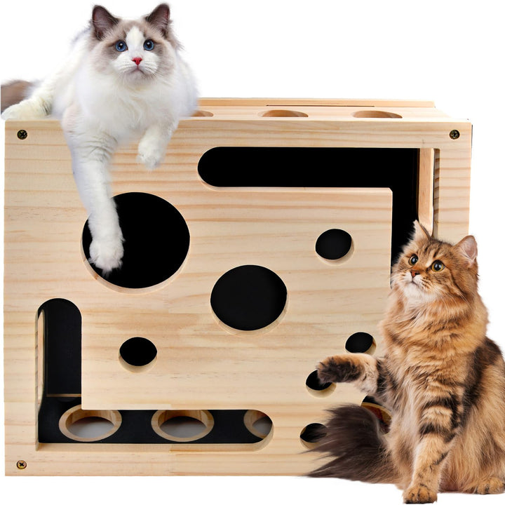 Katzenkratzpuzzle Anreicherungsbox, Katzen Kratzbrett, AnreicherungsBox Katzen Nagelfeilen Holz mit