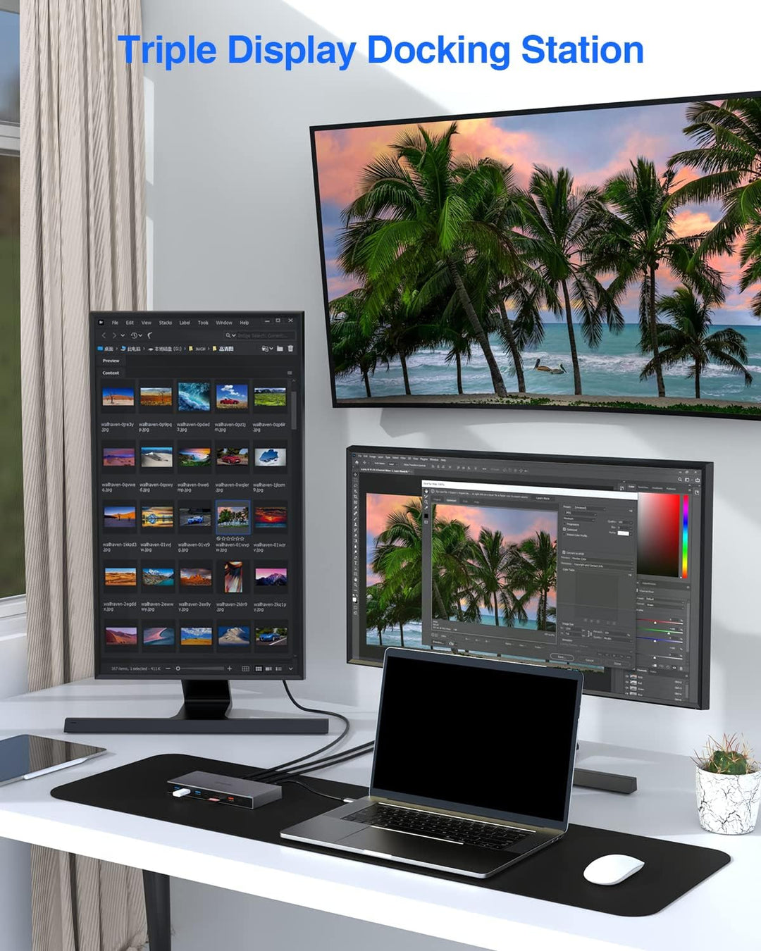 Docking Station, TOTU 15 in 1 USB C Docking Station 3 Monitore mit Dual HDMI 4K, DisplayPort, 10Gbps