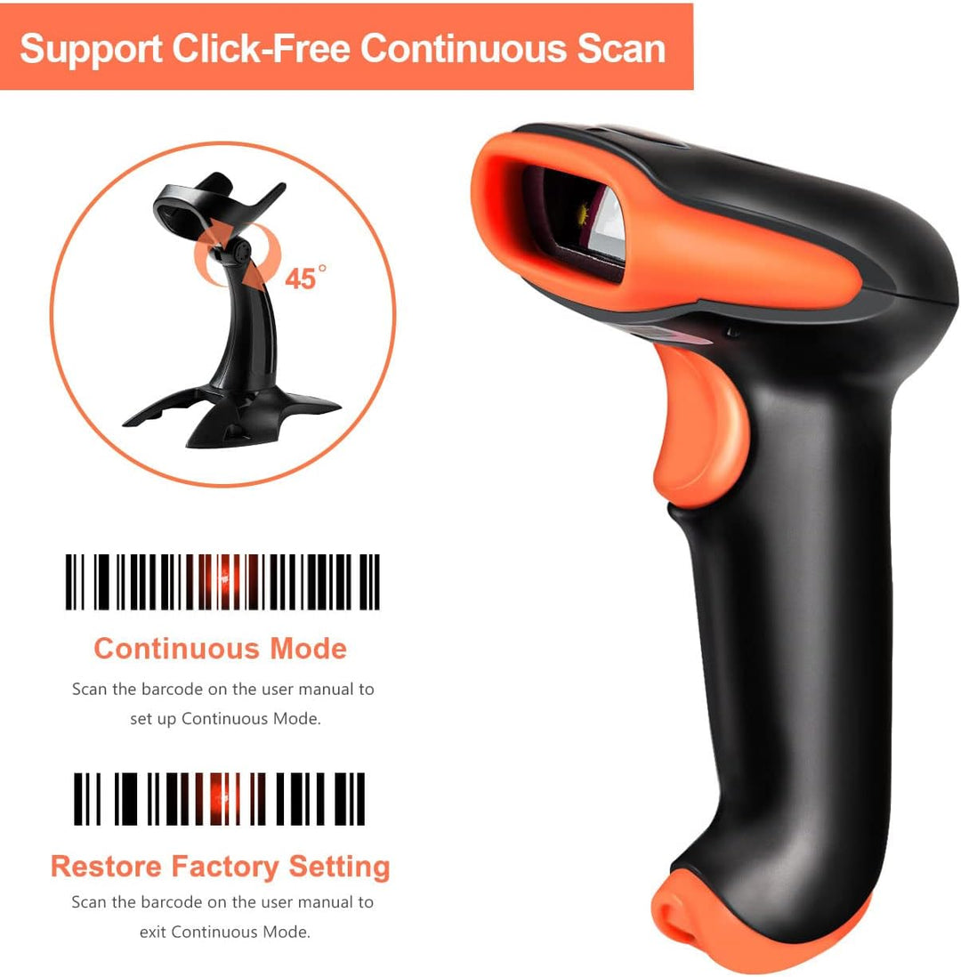 Tera Barcode-Scanner 1D 2D QR 3 in 1 Wireless 2.4 GHz/Bluetooth/USB Wired Barcode-Lesegerät mit Stän