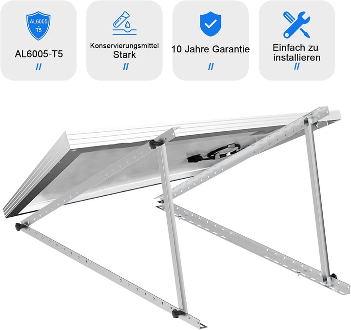 GLIESE Balkonkraftwerk Halterung 118 cm 46.5 Zoll (2 Paare),Aluminiumlegierung Solarmodul Halterung,