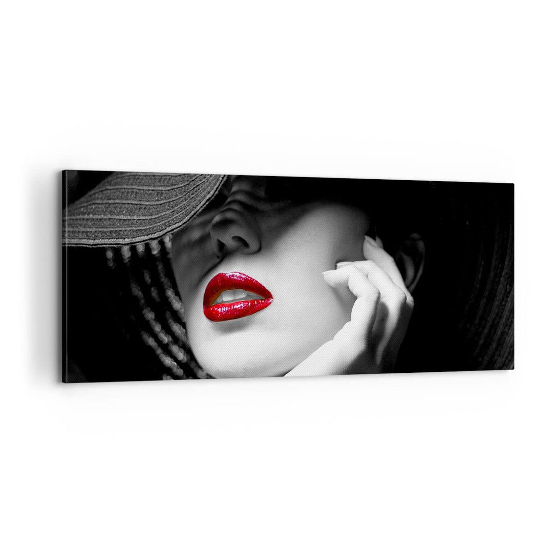 Panorama Bilder auf Leinwand 100x40cm Leinwandbild Frau Gesicht Lippen Gross Wanddeko Bild Schlafzim