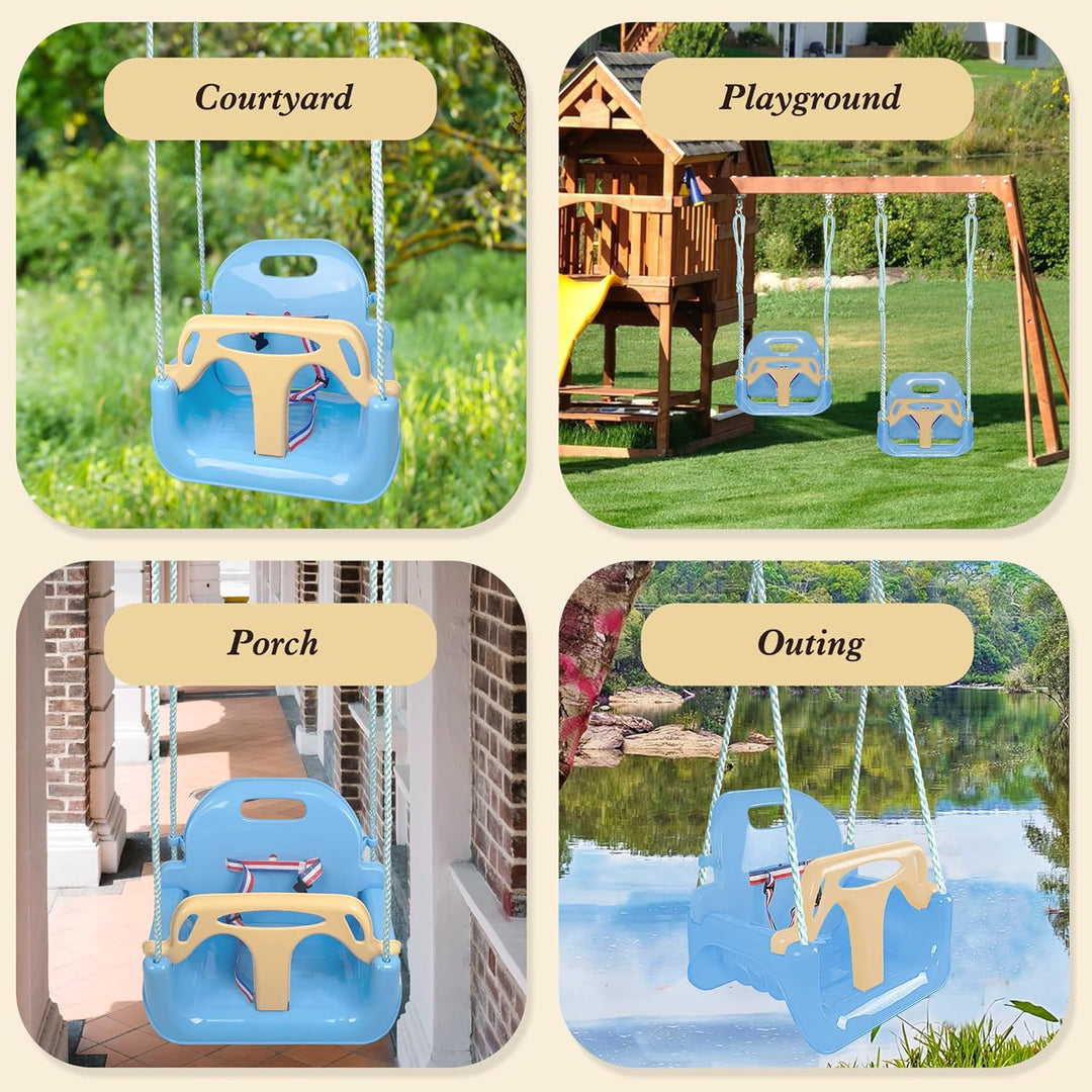 KINSPORY Kinderschaukel Babyschaukel 3 in 1 Babysitz verstellbar Mitwachsend Schaukelsitz Gartenscha