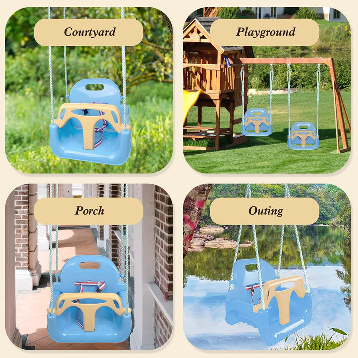 KINSPORY Kinderschaukel Babyschaukel 3 in 1 Babysitz verstellbar Mitwachsend Schaukelsitz Gartenscha