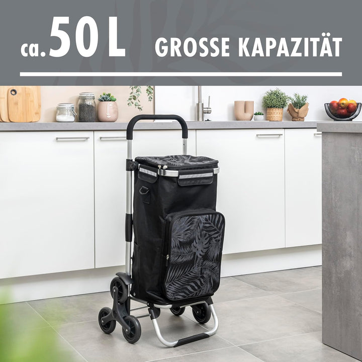 eluno Einkaufstrolley OKEL, Treppensteiger, klappbarer Handwagen, inkl. 2 Kühlfächern, Einkaufswagen