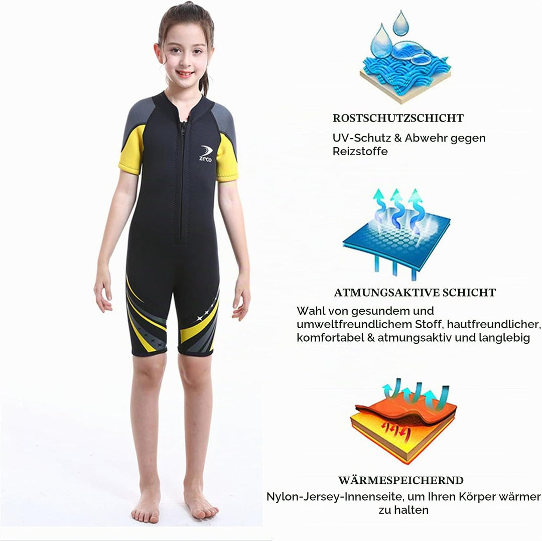 ZCCO Neoprenanzug Kinder, Kids Neoprenanzug 2.5mm Neopren Thermal Badeanzug, Neopren Front Zipper Ta