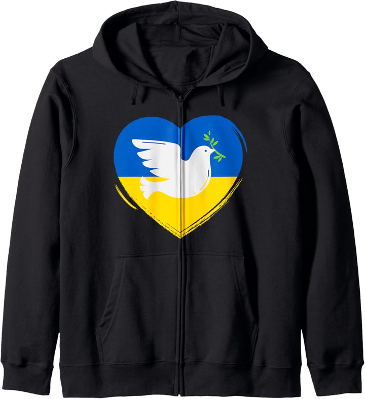 Ukraine Flagge Blau Gelb Herz Friedenstaube Frieden Ukraine Kapuzenjacke