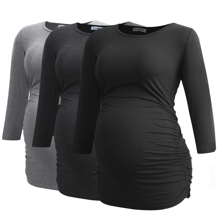 Smallshow Damen Schwanger Mutterschaft Oberteile 3/4 Ärmel Umstandsshirts Schwangere Tops Schwangers