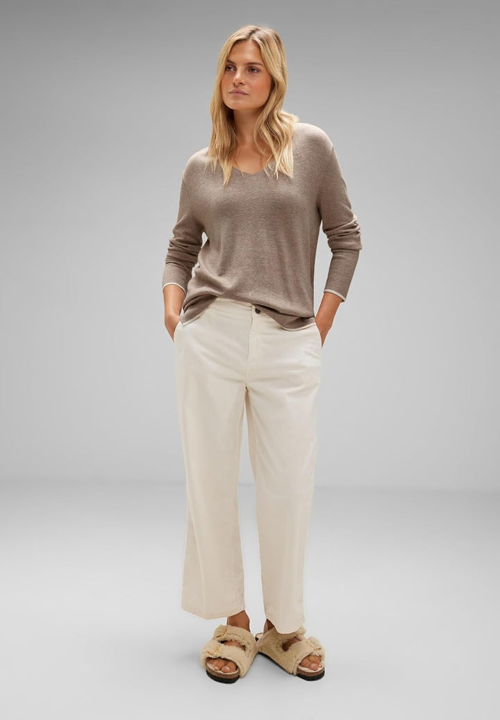 Street ONE Damen A302365 Strickpullover 40 Bleached Sand Melange, 40 Bleached Sand Melange