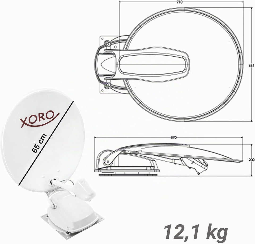 XORO MTA 65 Twin - 65 cm vollautomatische Satellitenantenne, stationär &amp; mobil einsetzbar, 12/24 Vol