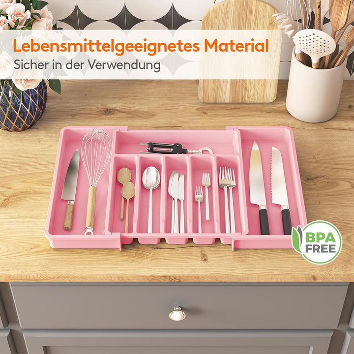 Lifewit Besteckhalter, erweiterbarer Utensilienhalter für Schublade, verstellbarer Besteckkasten, ko