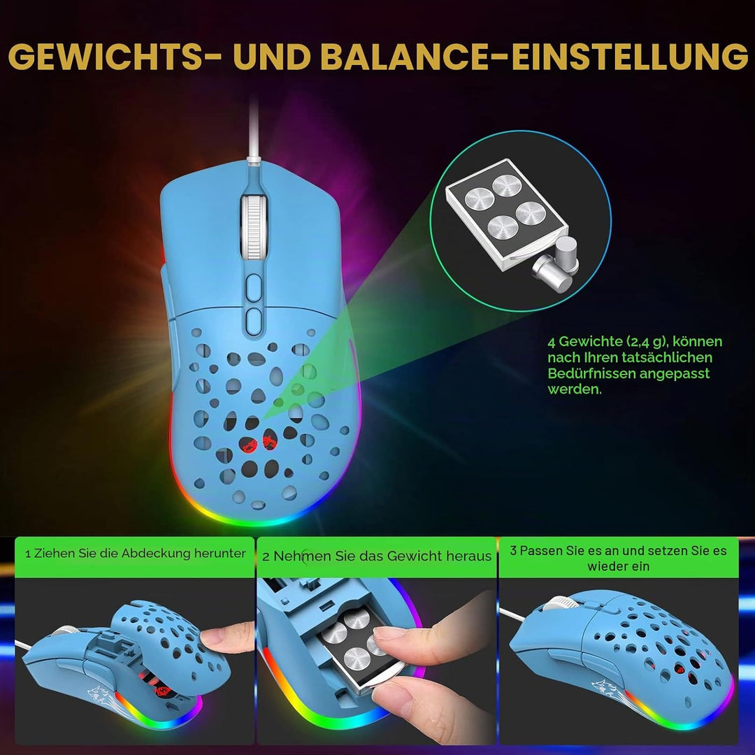 ZIYOU LANG D19 Mäuse Gaming-Maus, kabelgebundene Gaming-Mäuse für Laptop PC RGB-Maus Gaming, program
