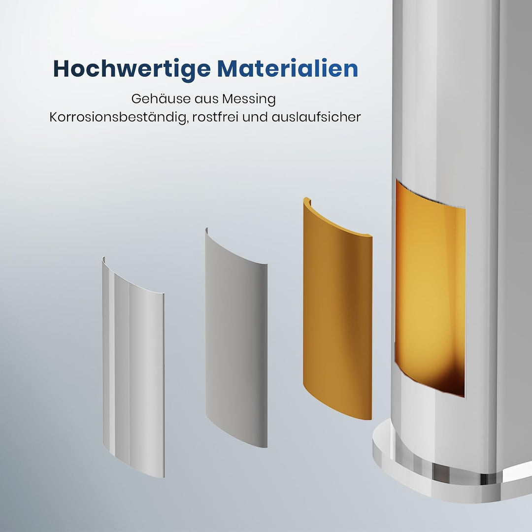 EMKE Waschtischarmatur Chrom, Wasserhahn Bad Mischbatterie Ultrathin, German 4MS Kupfer mit DVGW Zer