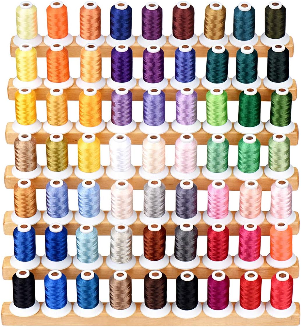 Simthread 63 Farben Polyester Maschinen Stickgarn - 500 Meter, für Babylock, Janome, Kenmore, Singer